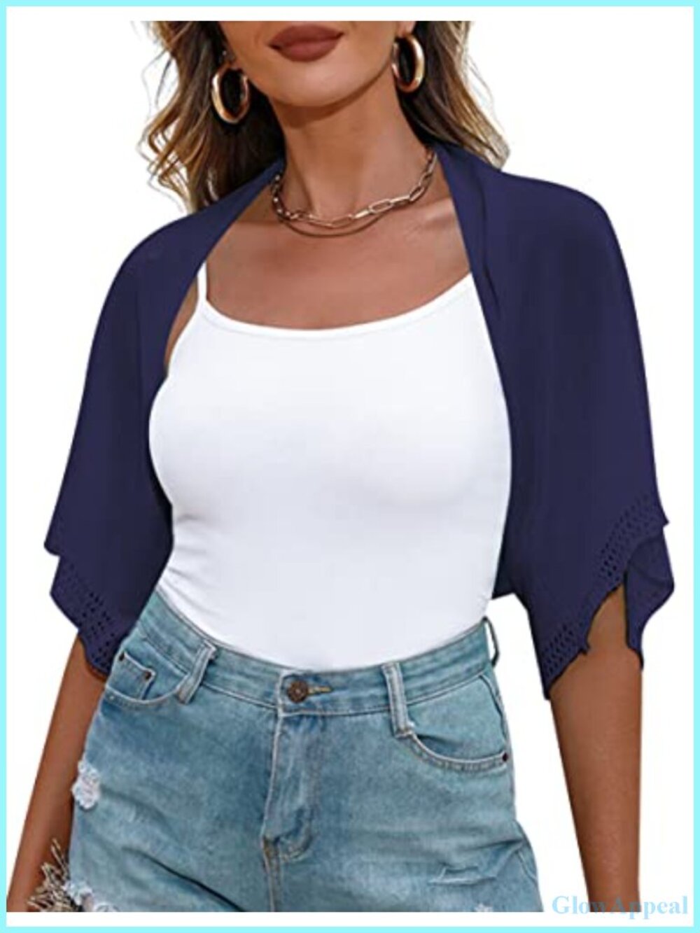 Women's Knit Bolero Shrug Open Front Sheer Cardigan Short Sleeve